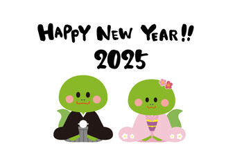 かわいい巳年の年賀状テンプレート