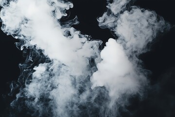 Obraz premium Beautiful Whisps of White Smoke Against a Black Background