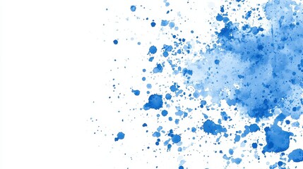 Abstract Watercolor Blue Splashes and Blobs on White Background