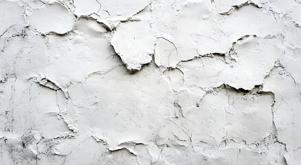 Obraz premium Textured White Wall with Cracked Plaster Finish