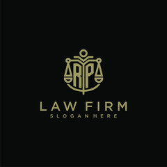 RP initial monogram logo for lawfirm with scale vector design