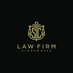 SC initial monogram logo for lawfirm with scale vector design