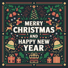 Obraz premium Christmas typography with festive elements for holiday cards and designs