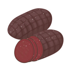 Vector Illustration Logo Clip art Whole and Slice Bresaola Beef isolated