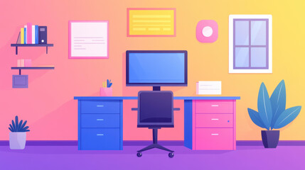 Fototapeta premium Bright and modern office space with a sleek design perfect for productivity. Enjoy comfort and style while you work