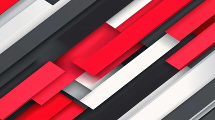 Fototapeta premium Explore a modern, abstract design showcasing red and grey geometric shapes in a sleek, futuristic style.