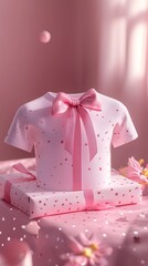 Custom-printed t-shirt with unique message, stylish gift wrapping, 3D illustration