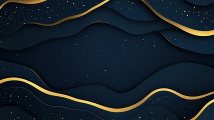 Naklejka premium A stunning blue abstract background adorned with luxurious golden elements, perfect for modern design projects.