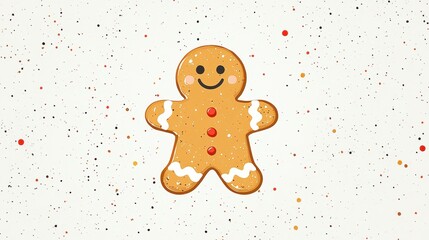Naklejka premium A cute cartoon gingerbread man shines with charm on a crisp white backdrop, bringing joy to any holiday theme.