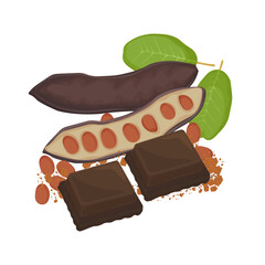 Vector Illustration Logo Clip art Carob pods and Carob Chocolate 