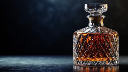 Engraved whiskey decanter with custom text, bar accessory, 3D illustration