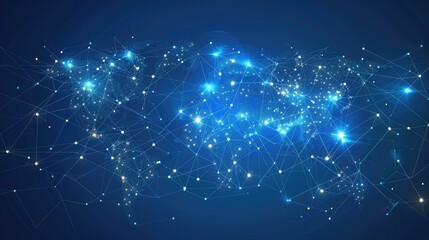 Fototapeta premium World Map with Digital Network Connection Lines