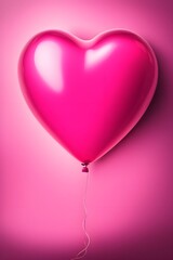 Pink heart balloon on a pink background