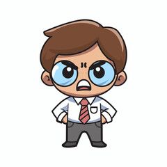 teacher character with angry expression in cartoon style, great for education theme design elements