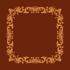 gold frame with engraved vintage leaves ornamental