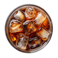 glass cola with ice top view