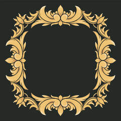 gold frame with engraved vintage leaves ornamental