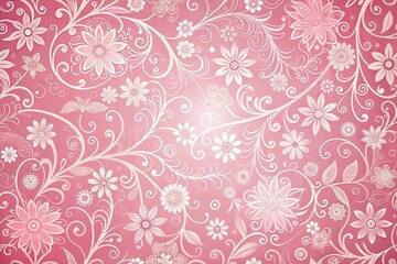 Ornate floral pink pattern with intricate white flower illustrations