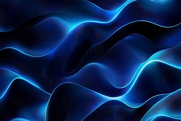 Fototapeta premium Blue neon illustration background with soft and elegant waves. Premium design for wallpaper, banner, poster, ai