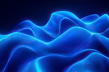 Obraz premium Blue neon illustration background with soft and elegant waves. Premium design for wallpaper, banner, poster, ai