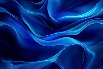 Obraz premium Blue neon illustration background with soft and elegant waves. Premium design for wallpaper, banner, poster, ai