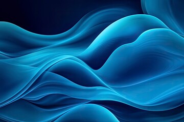 Obraz premium Blue neon illustration background with soft and elegant waves. Premium design for wallpaper, banner, poster, ai