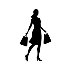 black friday shopping svg vector,silhouette of a woman with shopping bags