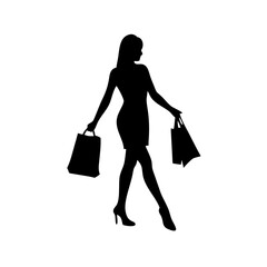 black friday shopping svg vector,silhouette of a woman with shopping bags