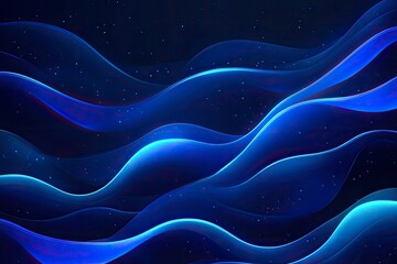 Obraz premium Blue neon illustration background with soft and elegant waves. Premium design for wallpaper, banner, poster, ai