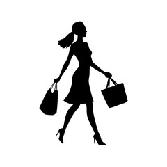 black friday shopping svg vector,silhouette of a woman with shopping bags