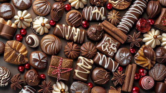 Delicious assortment of handmade chocolates and sweets displayed beautifully for holiday celebrations