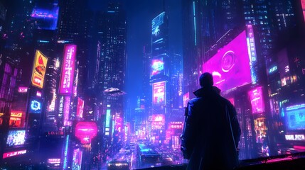 A Futuristic and Sleek Wallpaper Featuring a Neon-Lit Urban Landscape