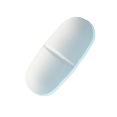 White Pill Floating Against a Blue Background