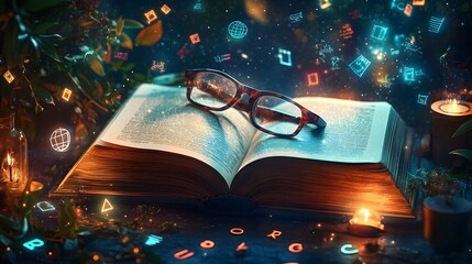 A Vibrant and Inspiring Learning-Themed Wallpaper Depicting Educational Symbols and Motivational Elements