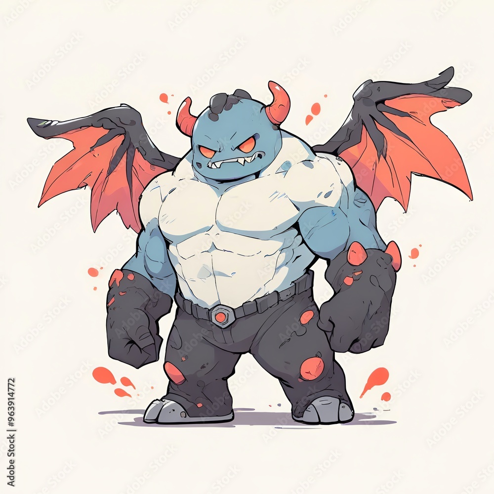 Sticker powerful demon with wings