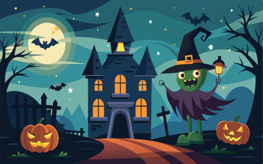 Fototapeta premium Spooky Halloween Vector Background Illustration