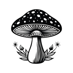 Mushroom silhouette vector illustration isolated on white background.