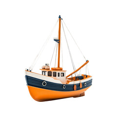 Orange and Blue Fishing Boat Model