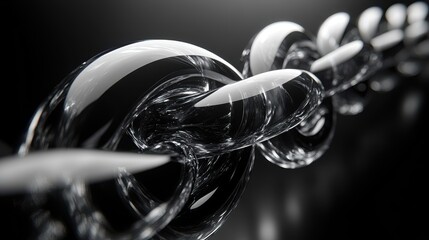 looping 3d vertical abstract silver chain twisting in spiral isolate3d on black background