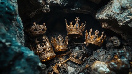 Fototapeta premium Magnificent Regal Treasures Discovered in an Ancient Cavern Cove