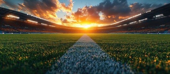 Obraz premium Football Stadium at Sunset