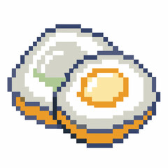 Obraz premium Pixel Art Sushi Icon Retro Vibes with Culinary Charm