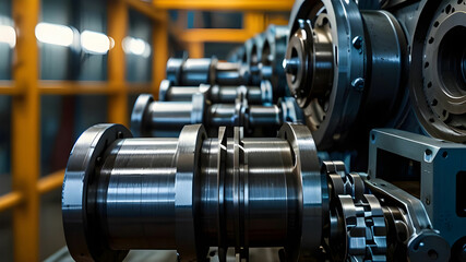 Fototapeta premium the power and precision of a big mechanical equipment, gears turning and pistons pumping perfectly.