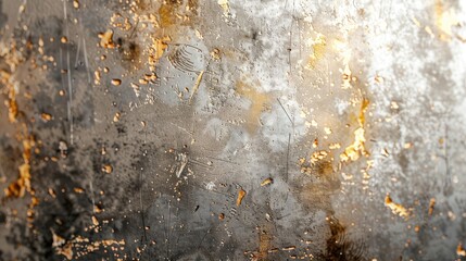 Abstract Metallic Surface with Gold Flakes and Textured Patterns