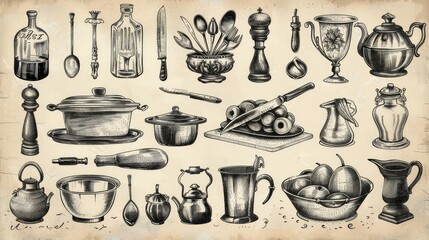 A Timeless Collection of Vintage Kitchenware and Utensils for Culinary Nostalgia