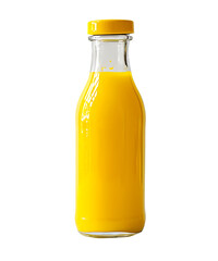 A Glass Bottle Filled With Yellow Liquid and a Yellow Lid