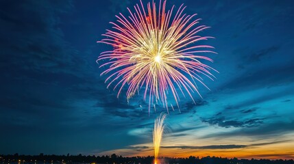 A spectacular fireworks display lighting up the night sky at a festival