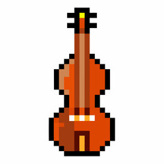Obraz premium Pixel Art Cello Illustration Retro Digital Music Theme in 8 Bit Style