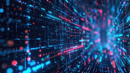 Fototapeta premium Dynamic Digital Flow: A Journey Through Data Visualization and Light