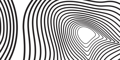 Twisting Whirl Motion and 3D Illusion in Abstract Op Art Striped Lines Pattern.